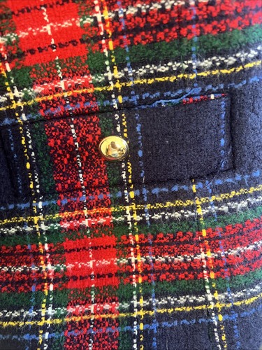 Blazer Talbots Rojo y Azul Tartán Cuadros Clásico Sin Cuello Talla 14p - Imagen 3 de 6
