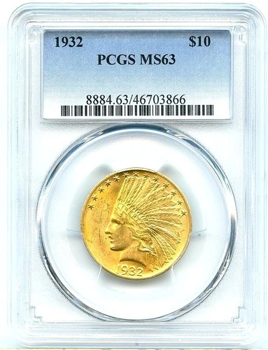 1932 $10 Gold Indian Eagle, PCGS MS63, Very Attractive and Flashy Gold Coin!