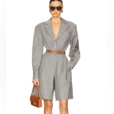 HELSA NWT Grey Wool The Short Meeting Tailored Blazer Style Romper Size  Small | eBay