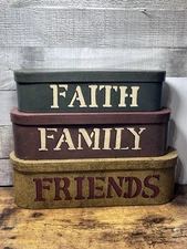 Primitive Nesting Boxes Faith Family Friends Rustic Farmhouse 11x14x4