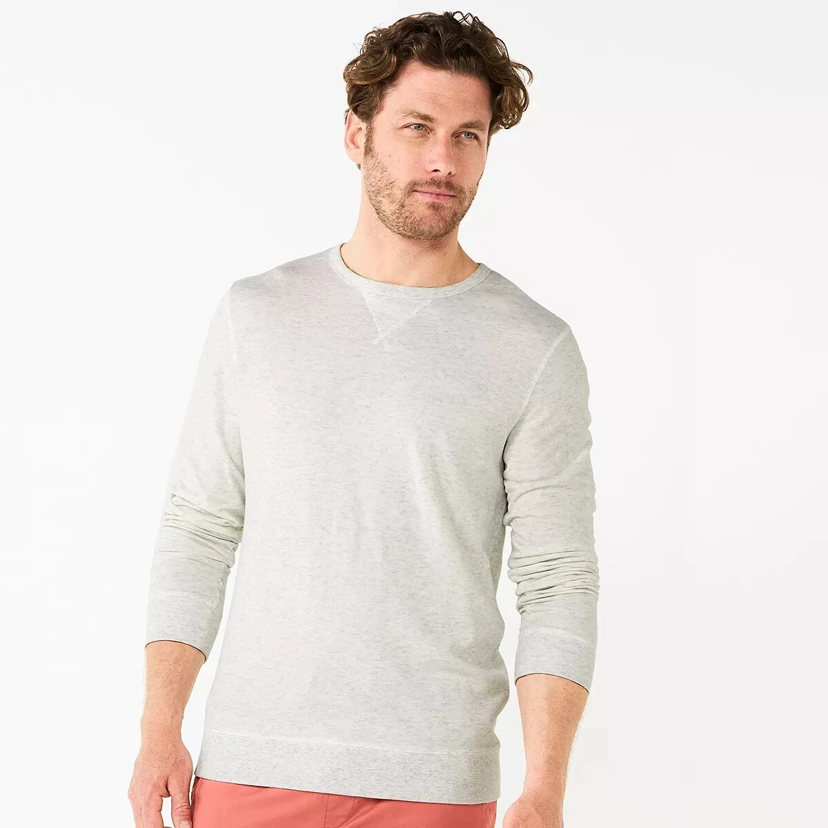 Cotton thermal shop knit crewneck sweater