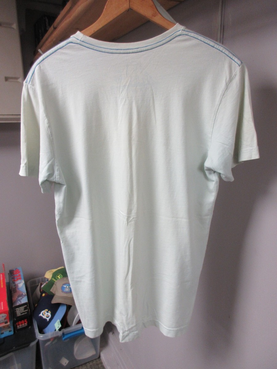 Jack Johnson Shirt Mens Small Tan Blue Stitch Short Sleeve