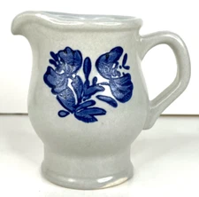 Vintage Pfaltzgraff Yorktowne Blue & Gray Floral Creamer Small Pitcher 4" 8 oz