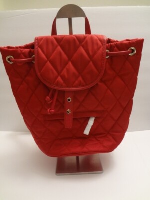 TALBOTS Backpack RED Barbie Style Puff Quilted Adjustable Straps NEW