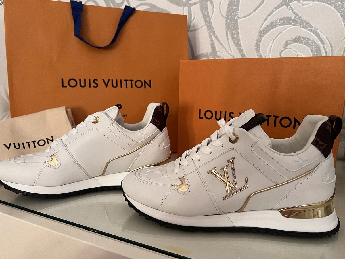 Authentic LOUIS VUITTON Women's White Run Away Sneakers Size