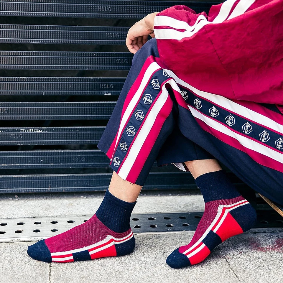 Calcetines deportivos J.WMEET para hombre gris/azul/marrón/rojo/verde/gris  Foto 4 de 4