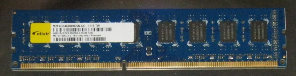 1 x 4GB ELIXIR DDR3 RAM 1333MHz PC3-10600U DIMM 240-pol. CL9 M2F4G64CB8HG5N-CG 