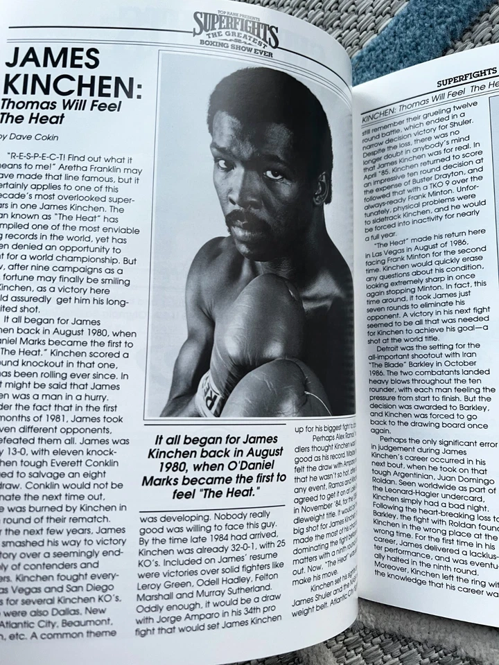 1988 Thomas Hearns/Kinchen Michael Nunn/Roldan Hilton/Hines Program Boxing vtg - Image 3 of 4