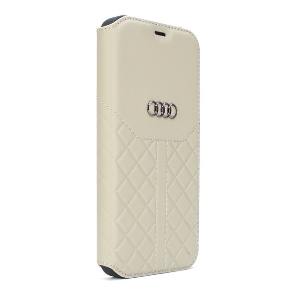 Audi Iphone 12 Mini Q8 Serie Genuine Leather Ledertasche Book Case Grau-image