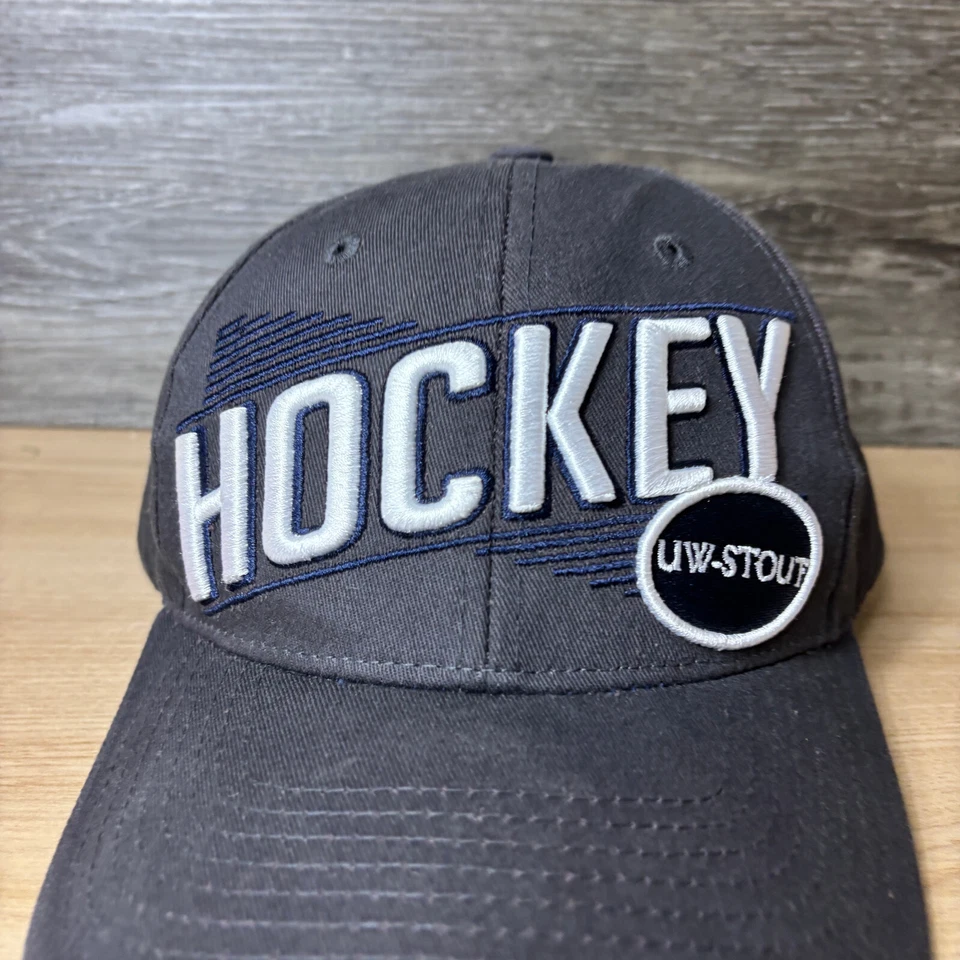 UW Stout Blue Devils Hat Cap Snapback Gray Blue Hockey University Wisconsin - Image 2 of 4