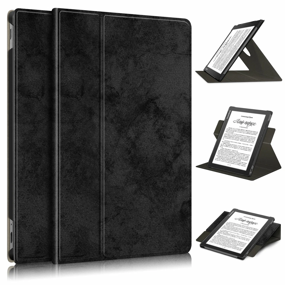 Folio Rotating Stand Leather Smart Case Cover For PocketBook InkPad Lite PB970 - Image 3 of 4
