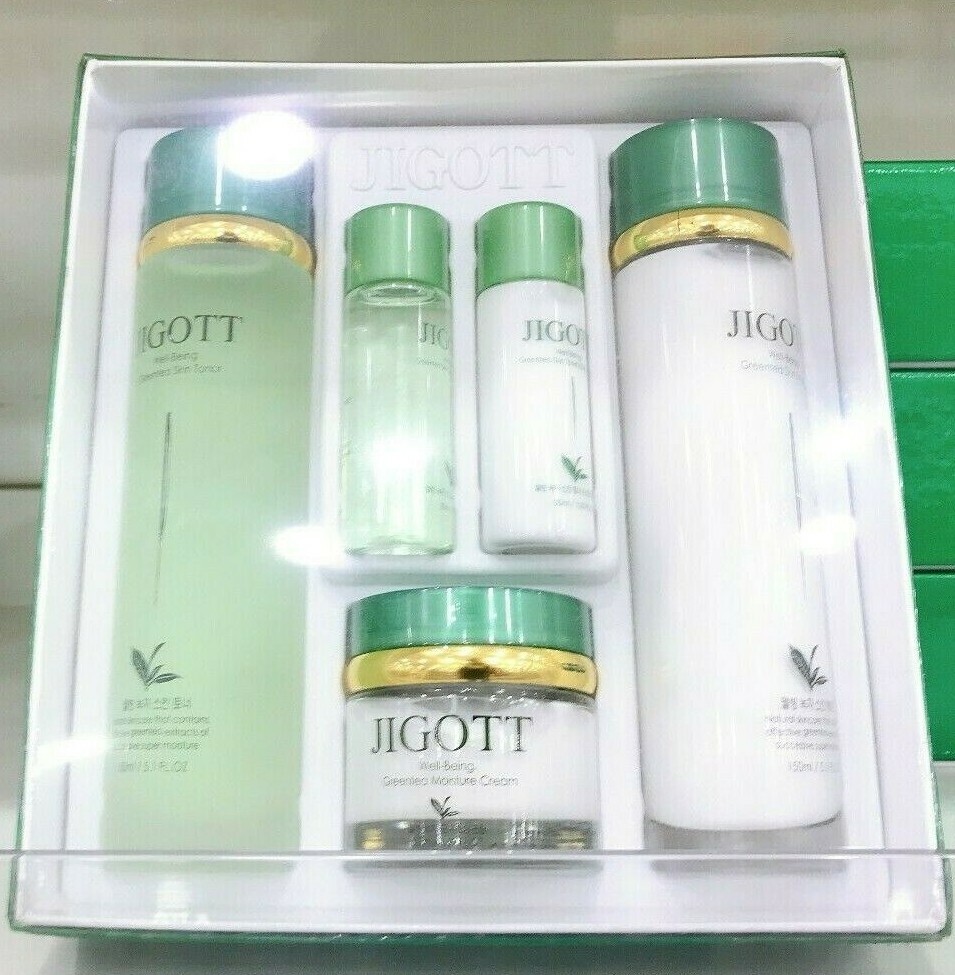 Jigott WellBeing Anti aging Green Tea Toner Emulsion Set 5PC(150ml) K