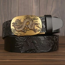 Dragon pattern Belt Male Genuine Leather Strap Luxury Fashion Cowskin Belt