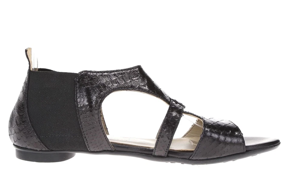 AGL Womens Euro 2 Black Snake Print Leather Pull On Ankle Sandals Size 39 - Image 4 of 4