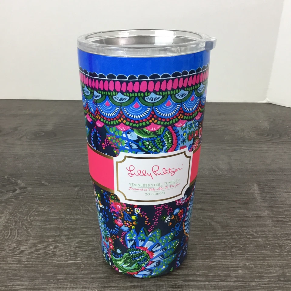 Taza térmica de acero inoxidable Lilly Pulitzer Take Me To The Sea 20 oz nueva con caja Foto 2 de 4