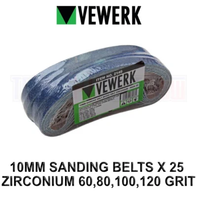VEWERK 25pk 10 x 330mm Mixed Grit Zirconium oxide Sanding Belts 2149