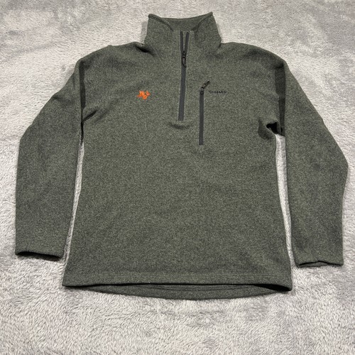 Simms Rivershed Fleece Thermal Pullover Men’s M Gray 1/4 Zip Fishing Outdoor