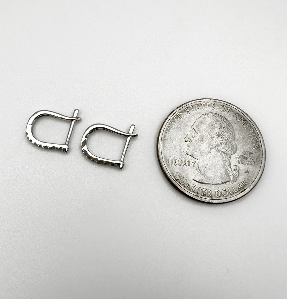 18K Solid Gold Diamond U Hoop Earrings | VS Clarity Natural Diamonds | Minimal - Image 3 of 4