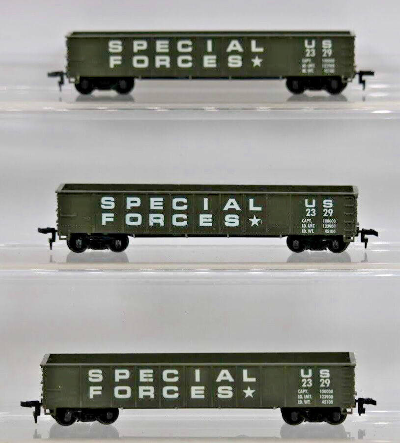 Vintage TYCO HO G.I. Joe Special Forces Train Gondola Cars Set of 3