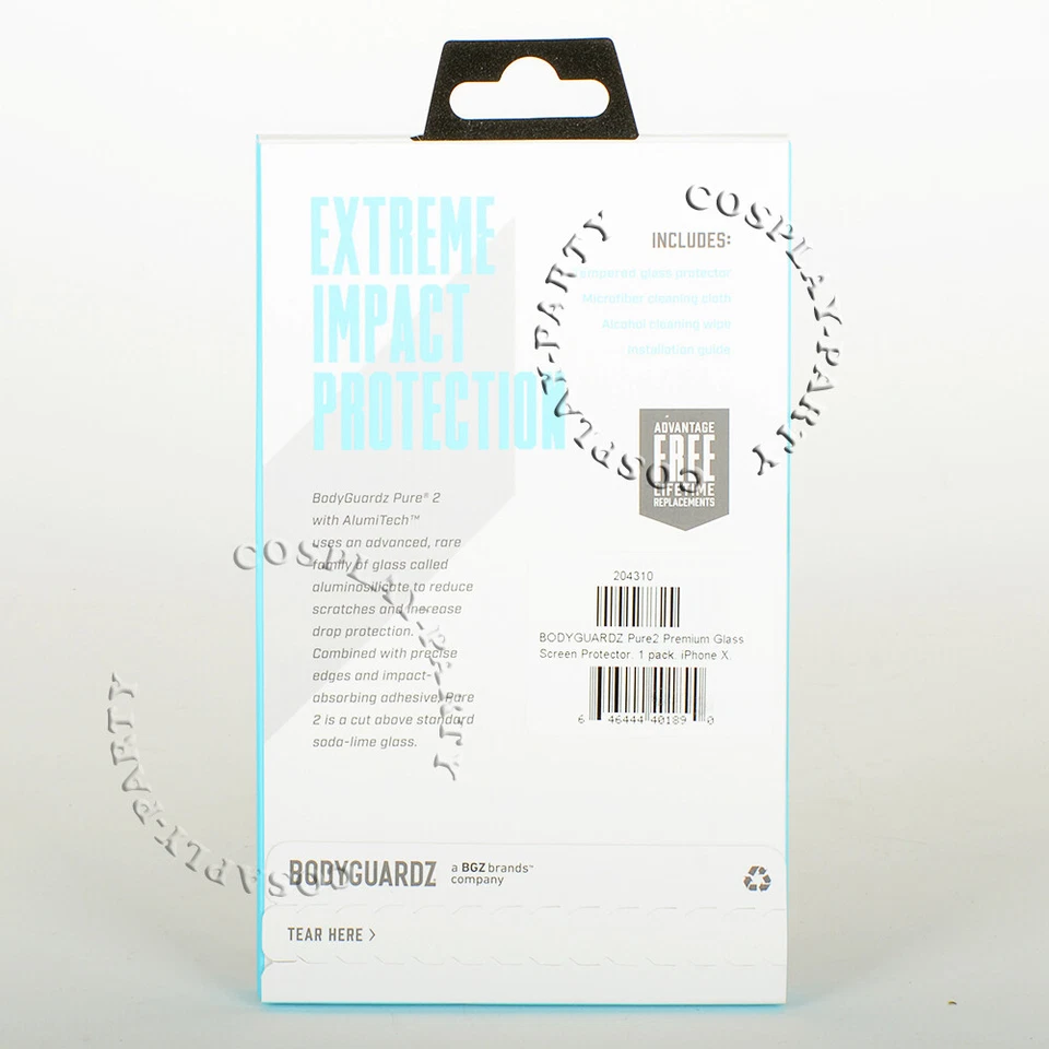 Protector de pantalla de vidrio templado Bodyguardz Pure 2 para iPhone X / iPhone XS transparente Foto 2 de 3