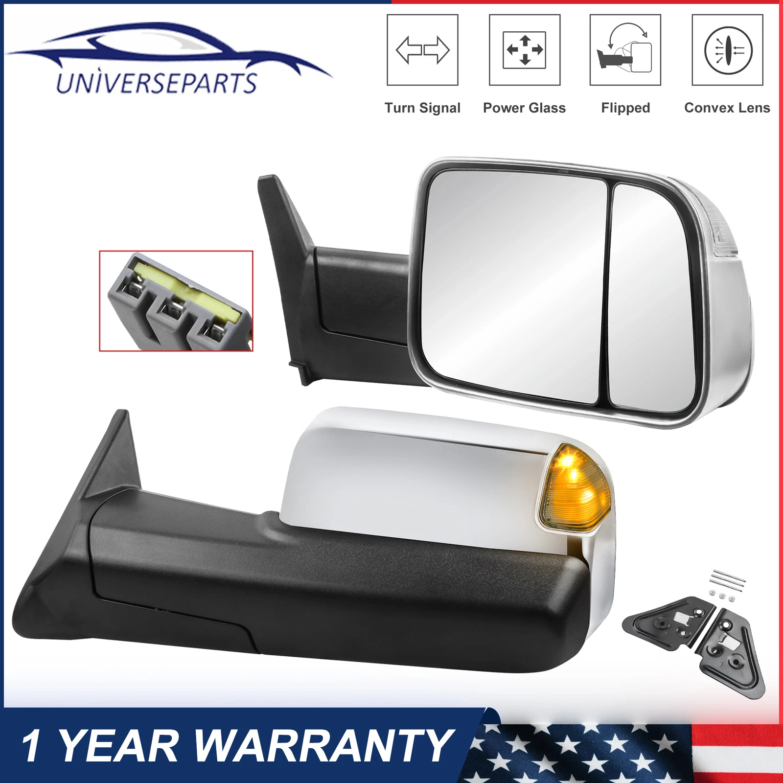 Chrome Power Glass Filp Up Tow Mirrors For 1994-1997 Dodge Ram 1500 2500 3500
Opens in a new window