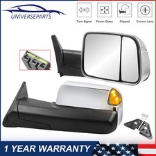Chrome Power Glass Filp Up Tow Mirrors For 1994-1997 Dodge Ram 1500 2500 3500