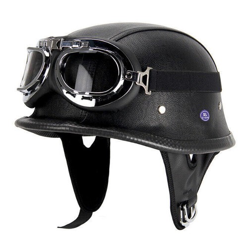 Casco de moto Vespa retro Harley Chopper militar media carcasa motociclista ciclomotor scooter ** - Imagen 7 de 31