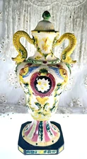Vintage Maruhon Ware Hand Painted Urn/Vase w/Lid!! 2 Handles Japan 12"H