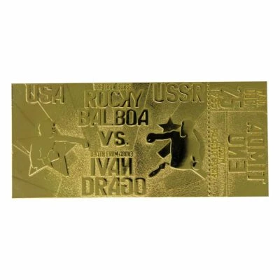 Rocky IV Replik East vs. West Fight Ticket Karte Ivan Drago 24k Gold