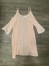 Romeo + Juliet Couture Beach Coverup Open Shoulder Dress Small Blush Pink