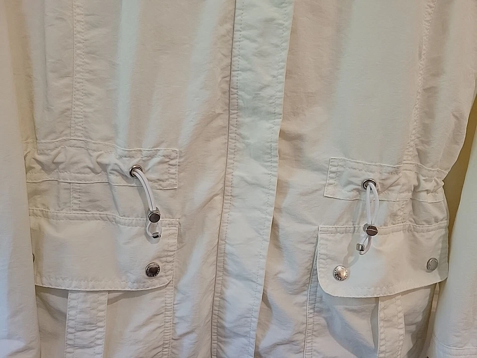 Lands End White Light Weight Jacket  Woman's Size M Cinch Waist Windbreaker  - Image 2 of 4