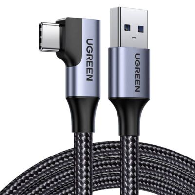 USB A Auf C Stecker Winkel, Kabel 1m 3A Schwarz Mit Nylon Borte ; UGREEN / 20299