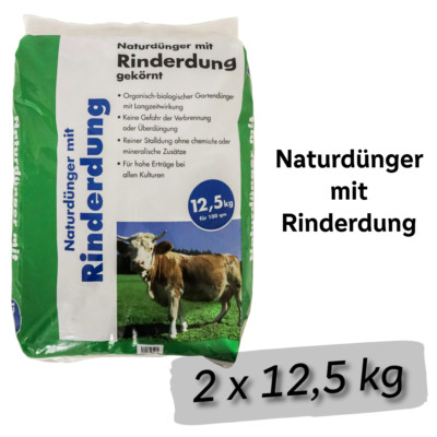 Hamann Naturdünger Rinderdung gekörnt 2 x 12,5 kg, Dünger, Kuhmist