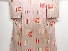 7437423: JAPANESE KIMONO / ANTIQUE KIMONO / SILK / KINSHA / SHIKISHI PATTERN