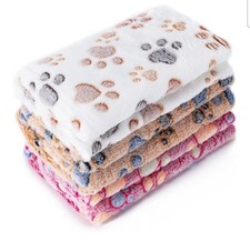 3 Blankets Premium Fleece Pet Blanket Flannel Paw Printed Throw / Dog Puppy Cat