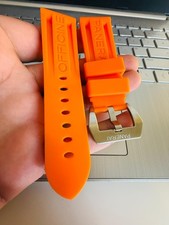 OFFICINE PANERAI 24mm Watch Strap Orange Silicone/Rubber Strap Band With Buckle