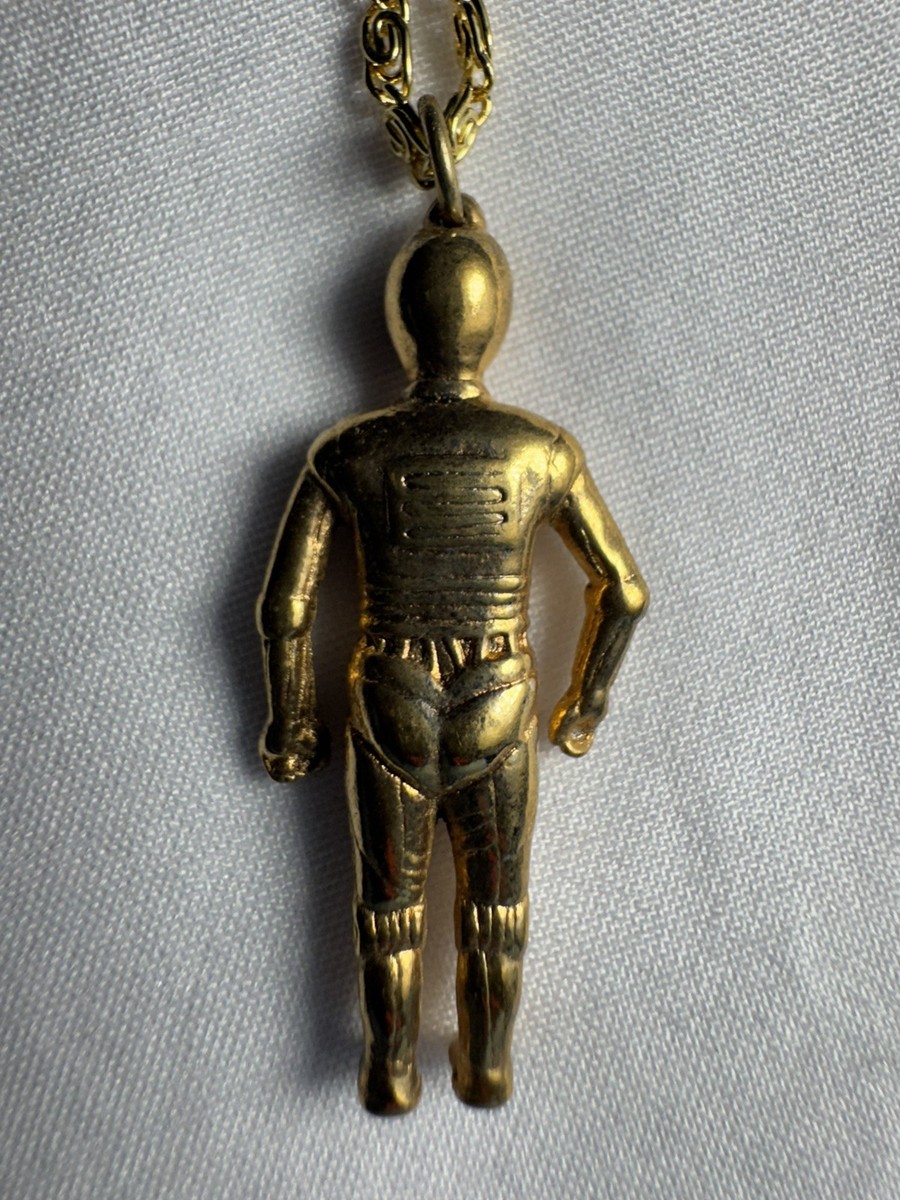 Star Wars C-3PO Pendant Necklace Vintage Gold Tone Chain Retro 70s