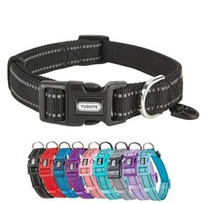 Reflective Nylon Padded Dog Collar Adjustable Soft Pet Collars with Quick Rel...