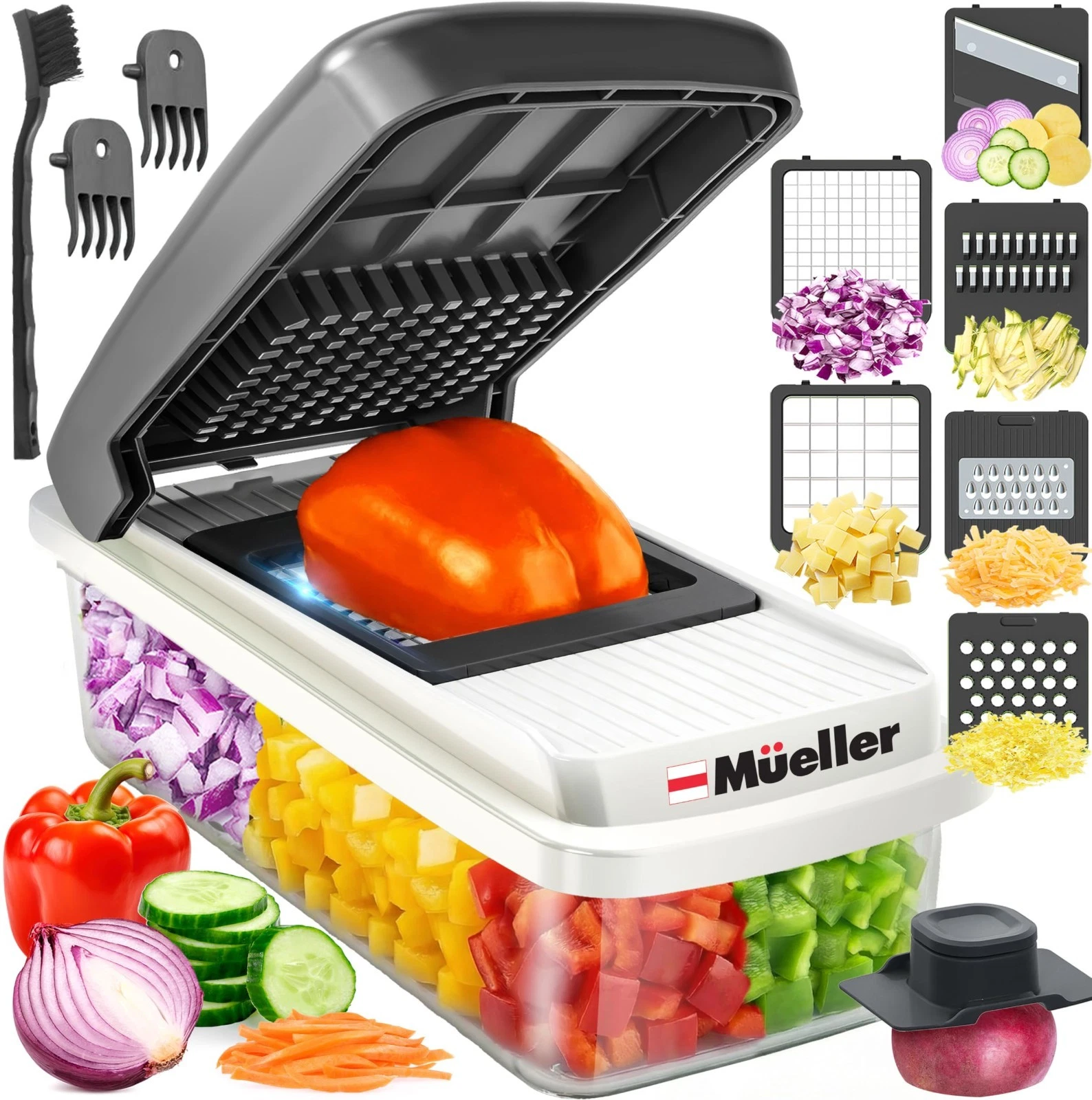 Versatile Vegetable Chopper & Mandoline Slicer - Dicer, Grater, Onion Cutter, Ki