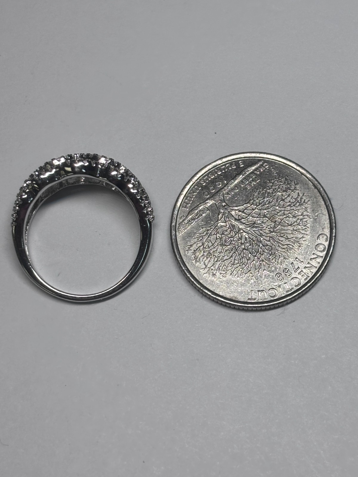 Sterling Silver CZ Double Interlocking Waves Ring… - image 5