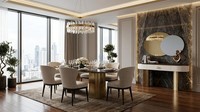 Esszimmer Set Esstisch 6X StüHle Konsole Spiegel Moderner Stil
