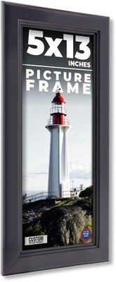 5x13 Frame Black Picture Frame Complete Modern Photo Frame UV Acrylic, Acid Free