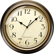 Metal Wall Clock, 13'' Non Ticking Classic Silent Iron Wall Clocks Decorative Ki