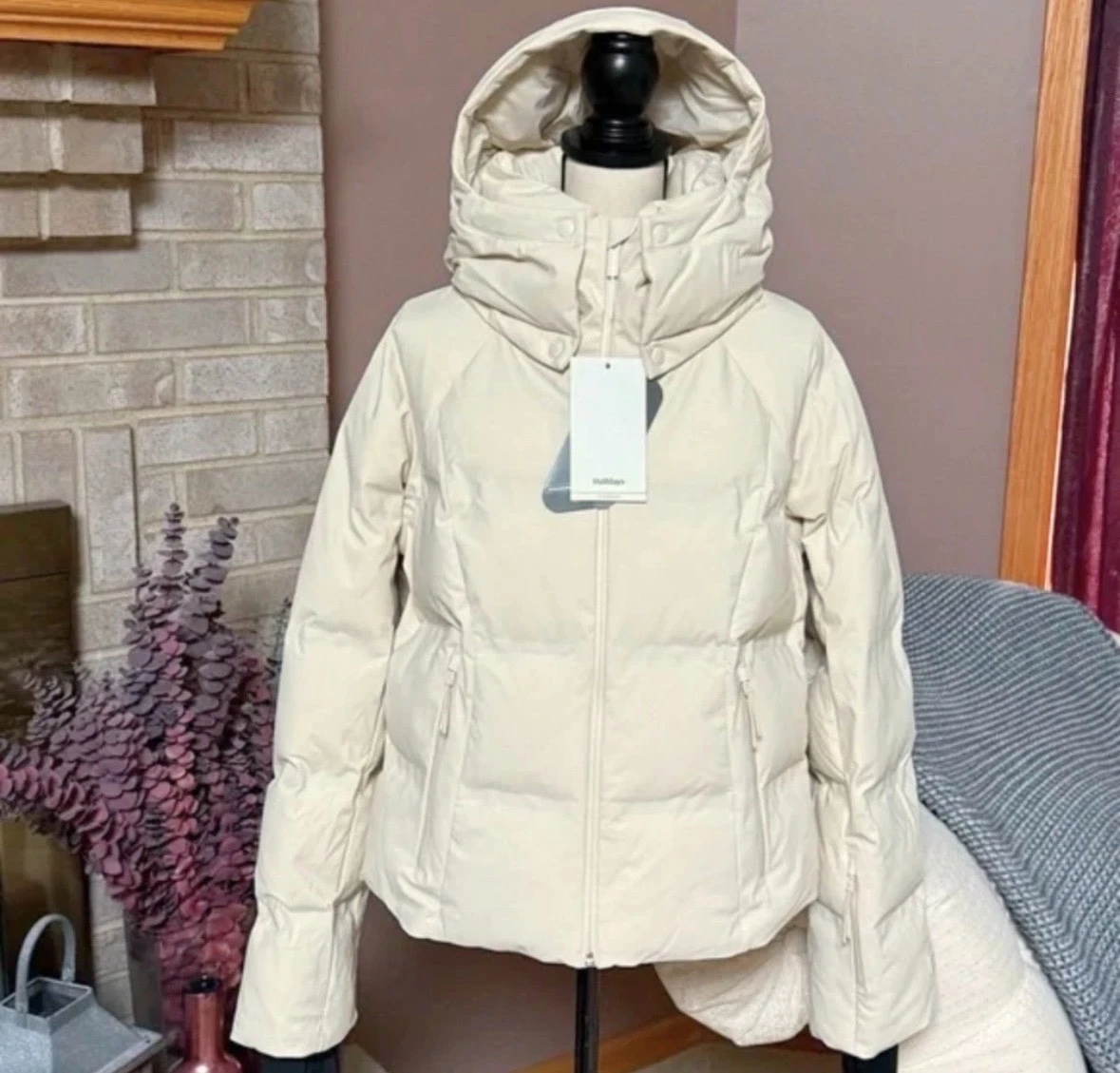 Halfdays Georgie Puffer Jacket Oatmilk XL, new with tags, Removable Hood