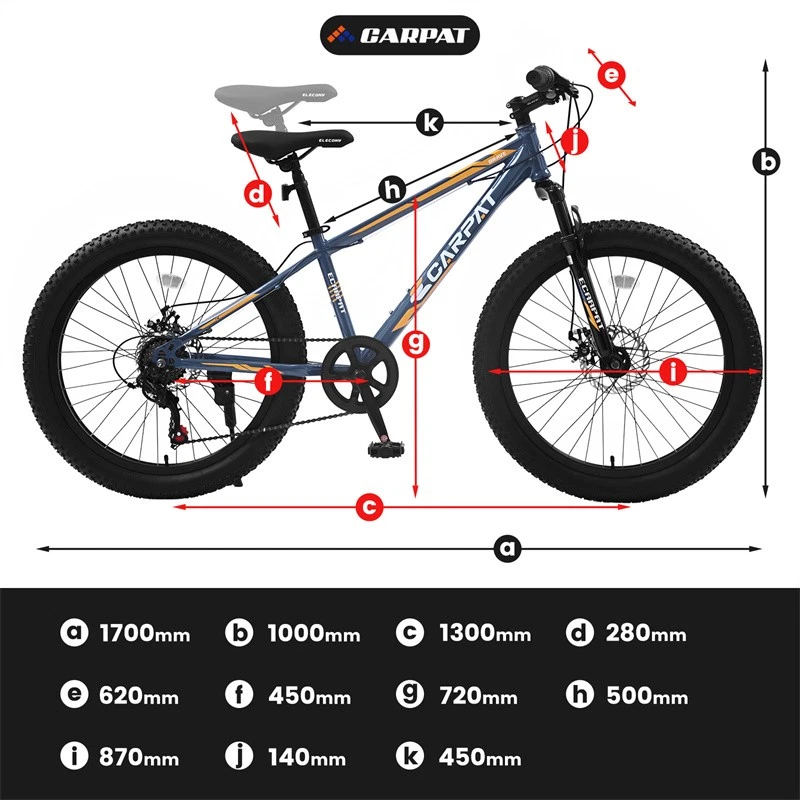 24" Fat Tire Bike Shimano 7-Speed Front Suspension Mountain Bike for Adult Youth - Image 2 of 4