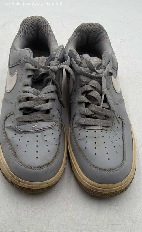 Nike Mens Air Force 1 Low Wolf Gray Leather Lace Up Sneaker Shoes Size US 9