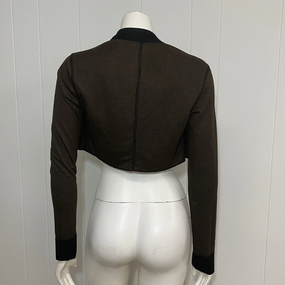 Yansi Fugel Bolero Womens XS Brown Black Rayon Stretch Long Sleeve Open Cardigan - Image 3 of 4