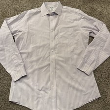 Brooks Brothers Regent Dress Shirt Pink White Stripe Cotton Non-Iron 16.5 32/33