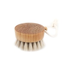 , Dry or Wet Skin Exfoliator Brush with Horse Hair Bristles and Birch Wood Ha...