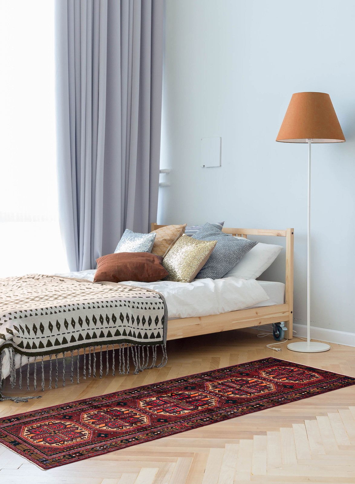 Vintage Hand-knotted Runner Rug 3'7" x 10'6" Traditional Oriental Wool Carpet